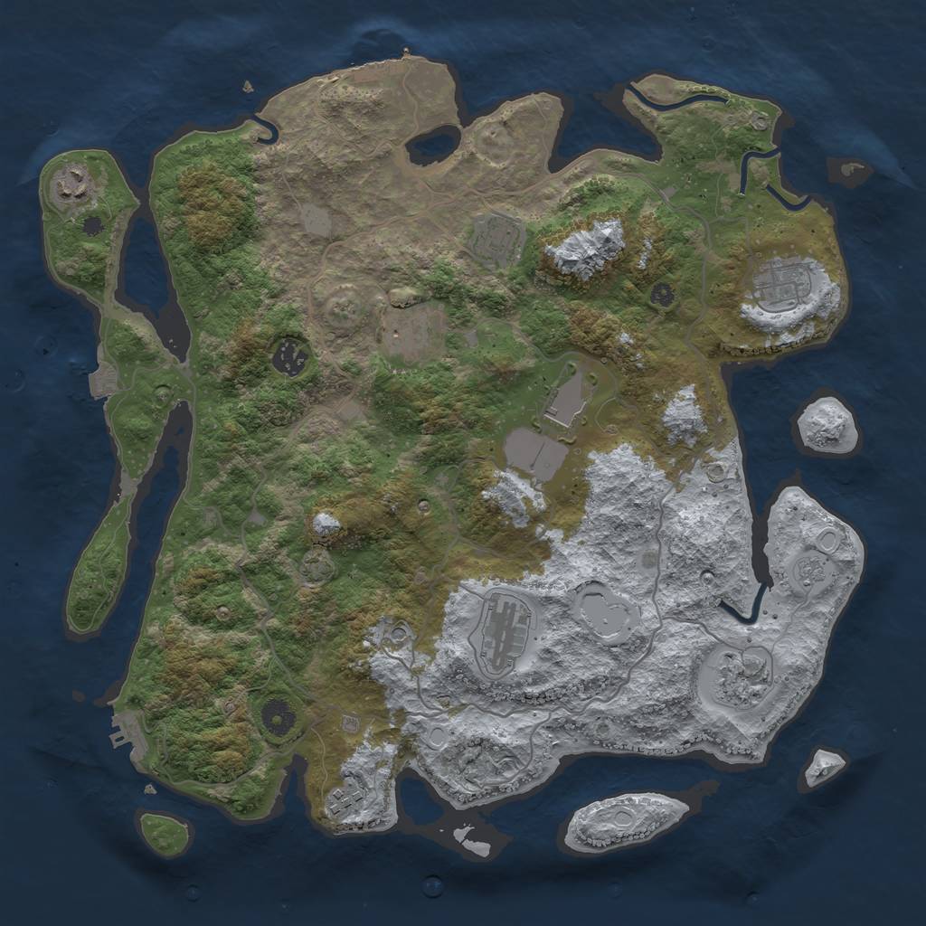 Rust Map: Procedural Map, Size: 4000, Seed: 1965494175, 17 Monuments
