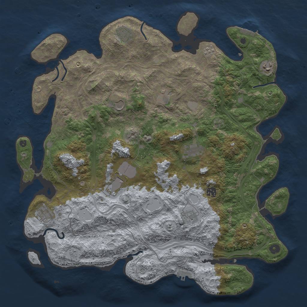 Rust Map: Procedural Map, Size: 4500, Seed: 70309, 17 Monuments