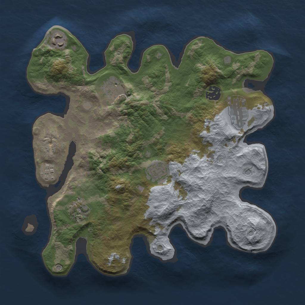 Rust Map: Barren, Size: 3100, Seed: 99999, 10 Monuments