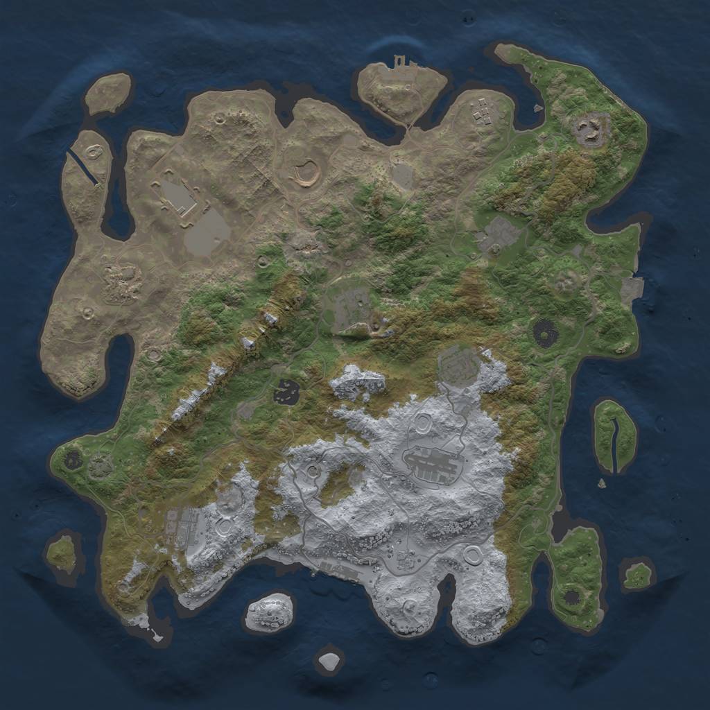 Rust Map: Procedural Map, Size: 4000, Seed: 76574, 19 Monuments