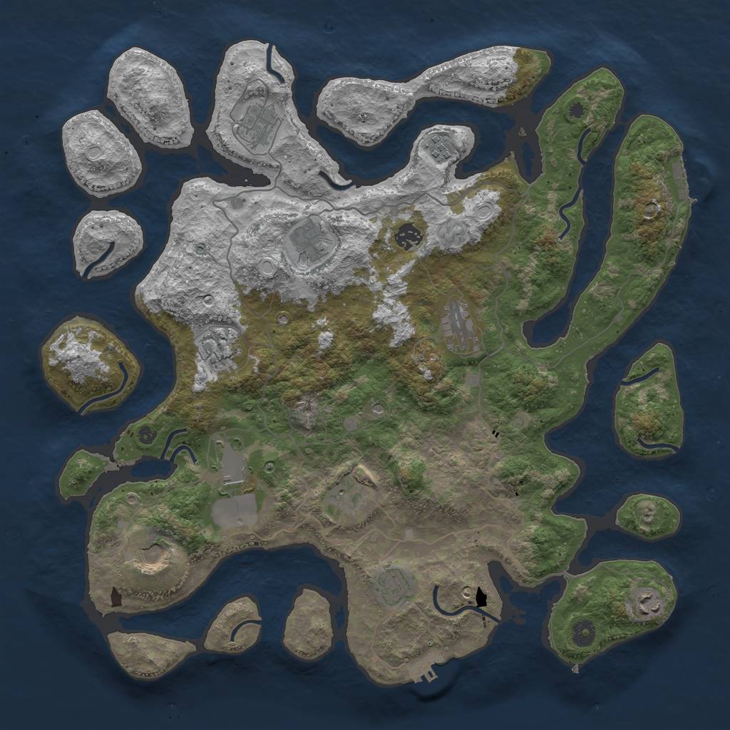 Rust Map: Procedural Map, Size: 4250, Seed: 876806602, 19 Monuments