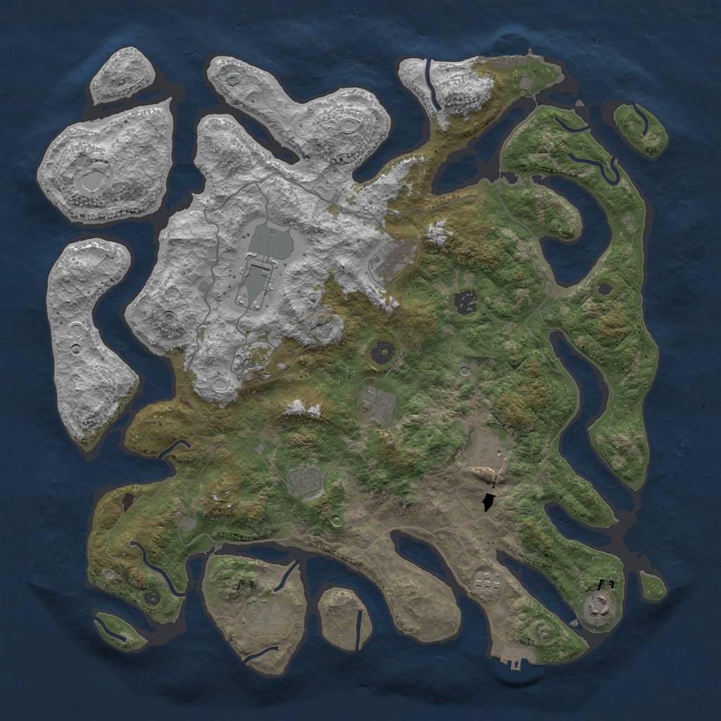 Rust Map: Procedural Map, Size: 4500, Seed: 1161678834, 18 Monuments