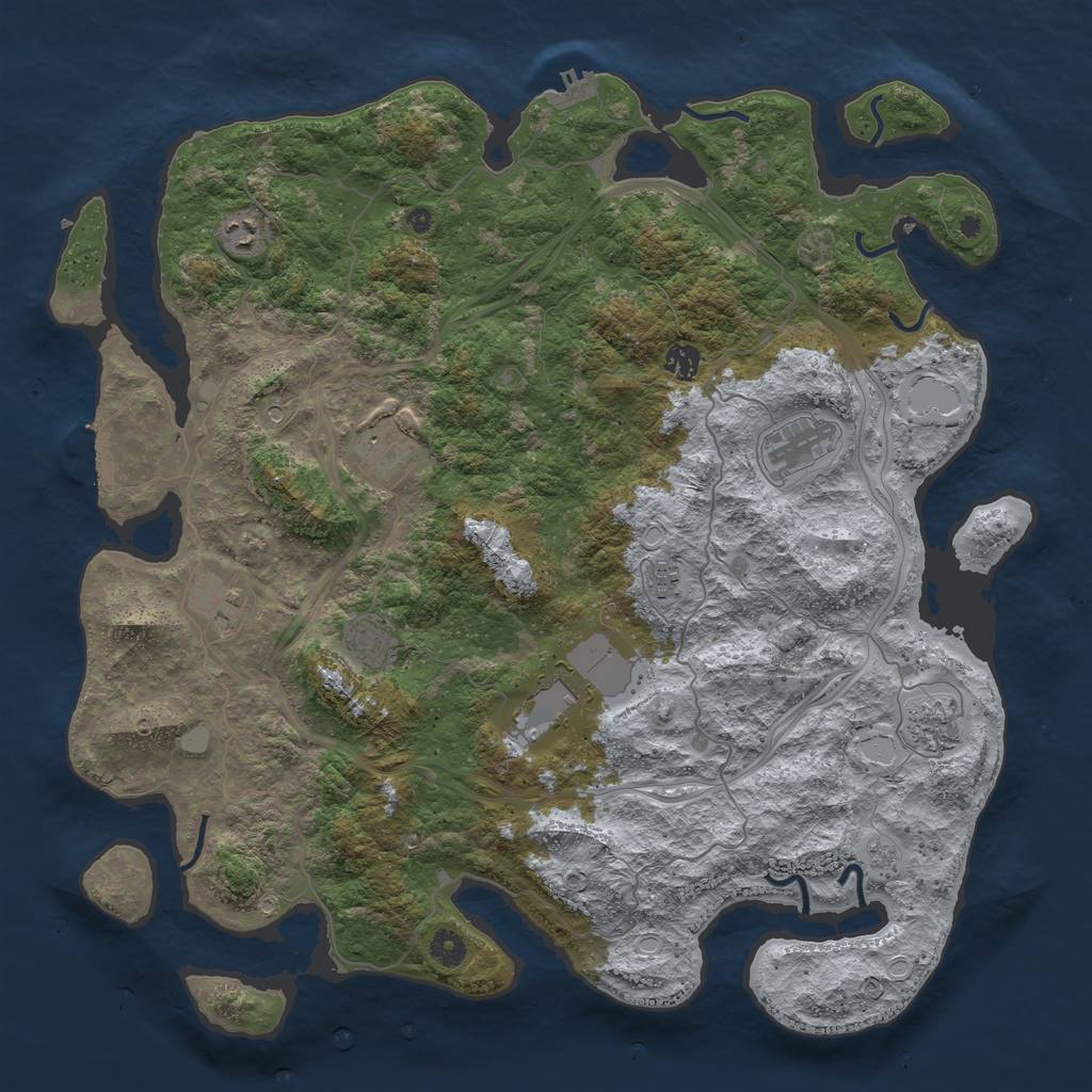 Rust Map: Procedural Map, Size: 4500, Seed: 6346634, 16 Monuments