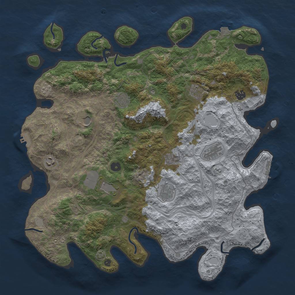 Rust Map: Procedural Map, Size: 4400, Seed: 7443697, 18 Monuments