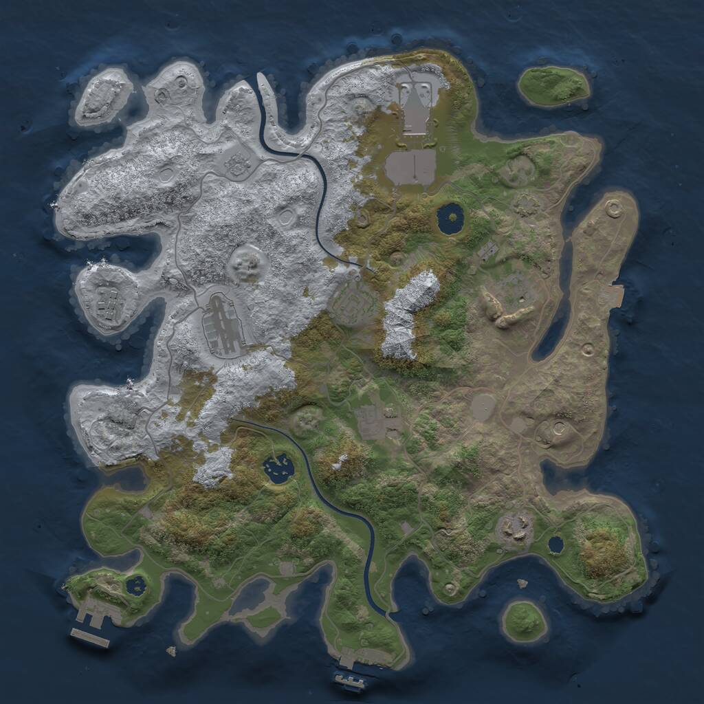 Rust Map: Procedural Map, Size: 3600, Seed: 1836543503, 14 Monuments