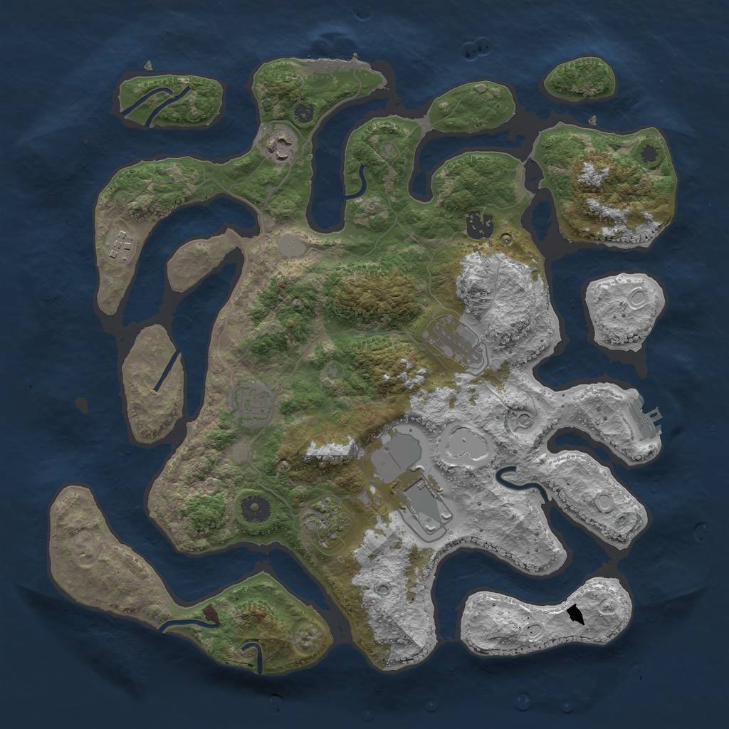 Rust Map: Procedural Map, Size: 3800, Seed: 1111695386, 15 Monuments