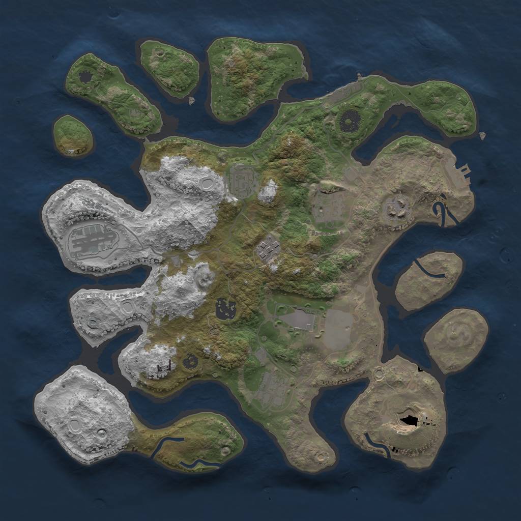 Rust Map: Procedural Map, Size: 3500, Seed: 1011772368, 16 Monuments