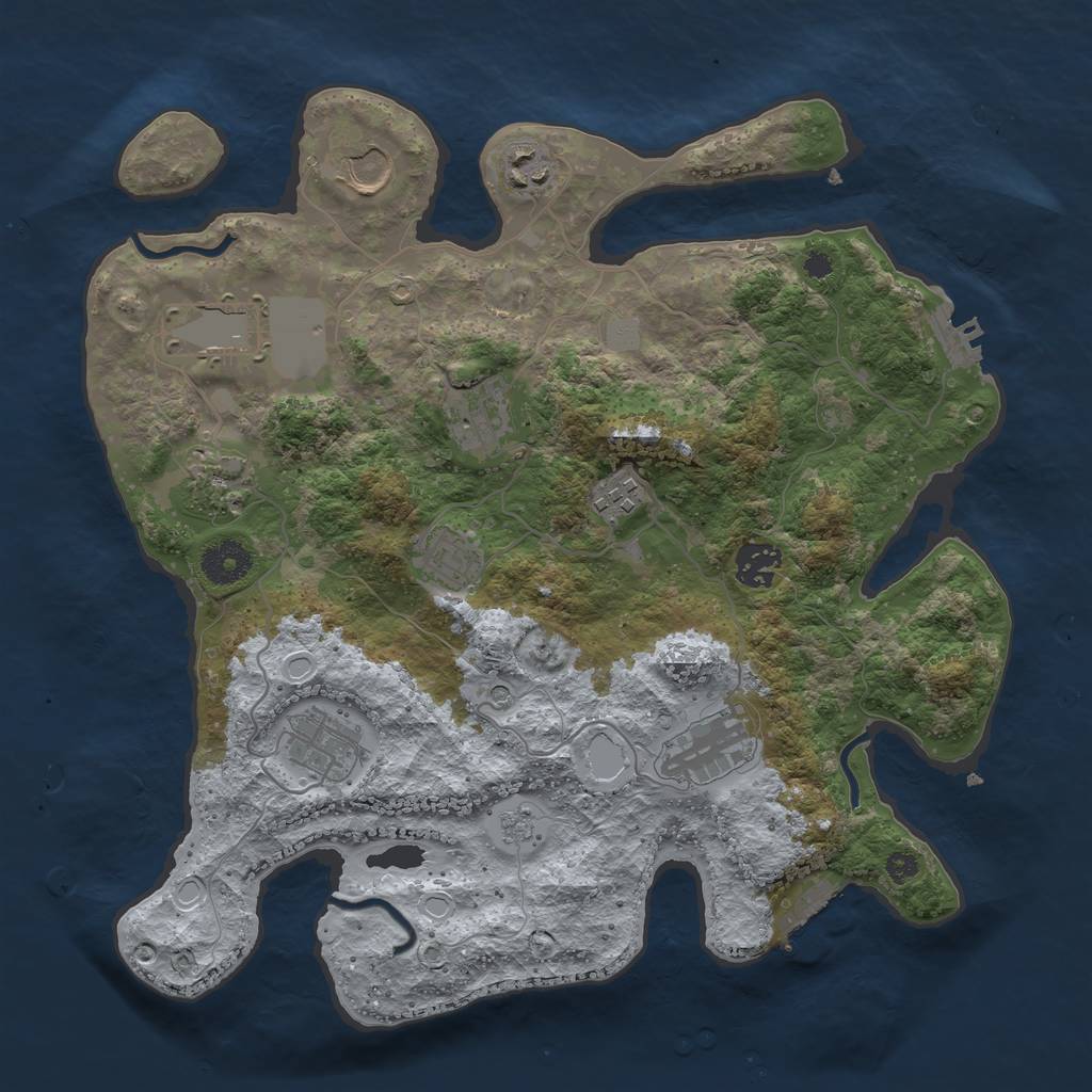 Rust Map: Procedural Map, Size: 3500, Seed: 796507414, 17 Monuments