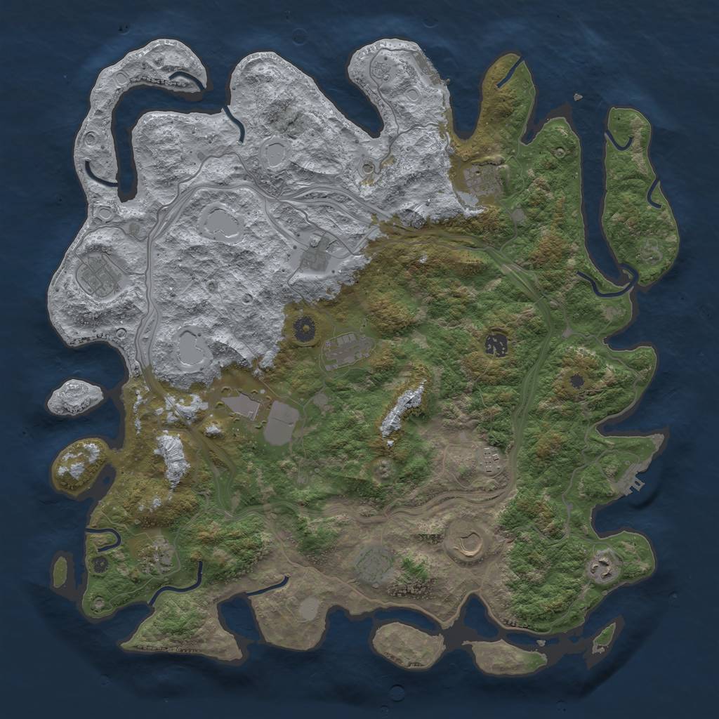 Rust Map: Procedural Map, Size: 4500, Seed: 1905071358, 18 Monuments