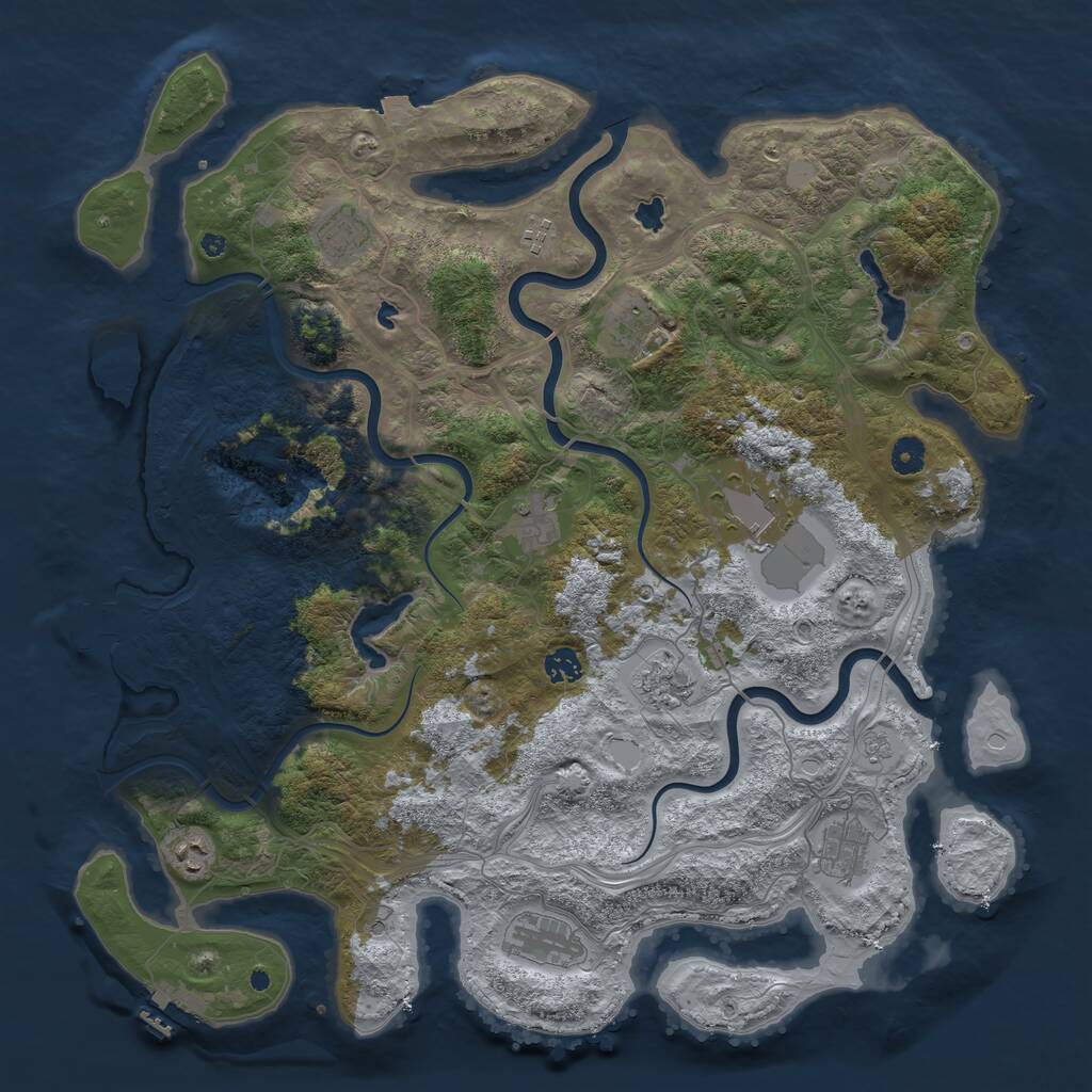 Rust Map: Procedural Map, Size: 4500, Seed: 1168814685, 16 Monuments