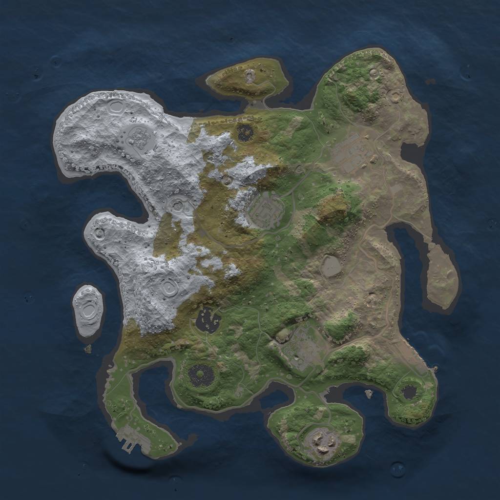 Rust Map: Procedural Map, Size: 3000, Seed: 444333, 12 Monuments