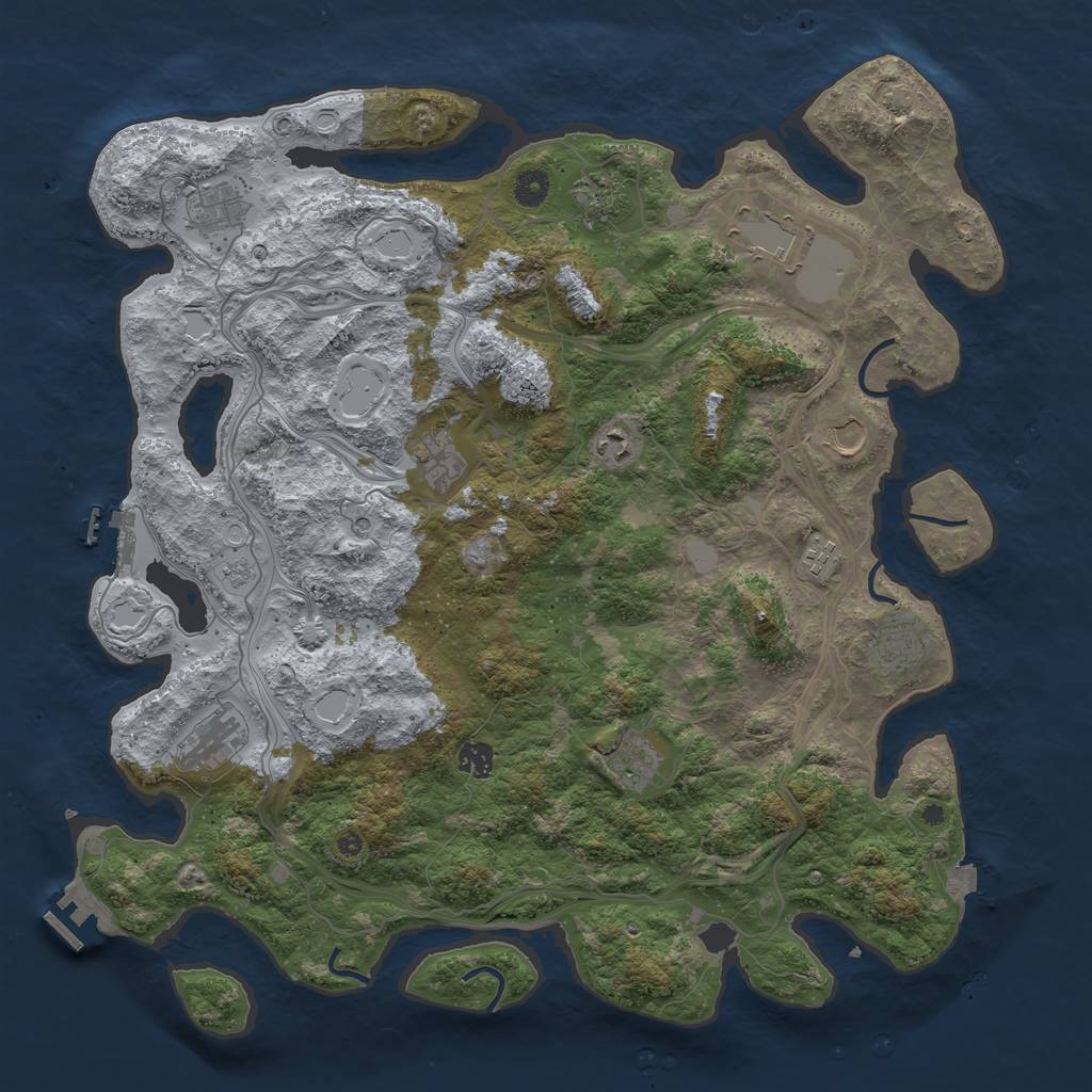 Rust Map: Procedural Map, Size: 4500, Seed: 2146275931, 19 Monuments