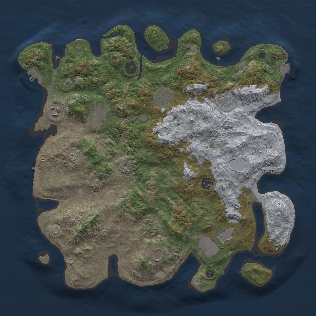 Rust Map: Procedural Map, Size: 3950, Seed: 9432321, 16 Monuments