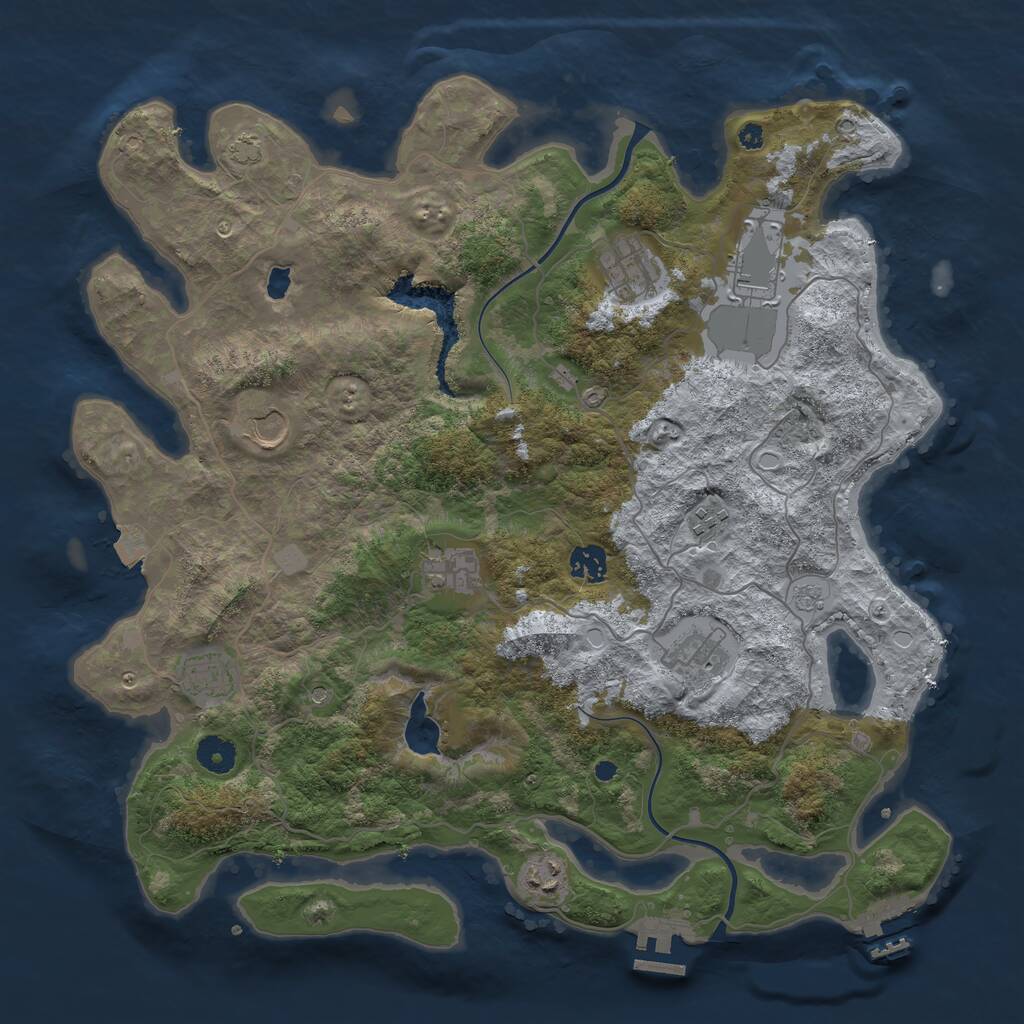 Rust Map: Procedural Map, Size: 4000, Seed: 64268, 15 Monuments