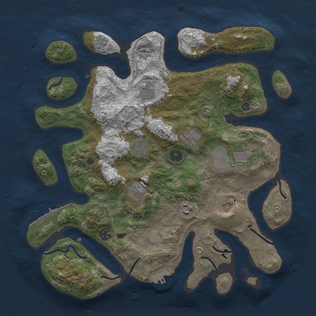 Rust Map: Procedural Map, Size: 3800, Seed: 3092021, 17 Monuments