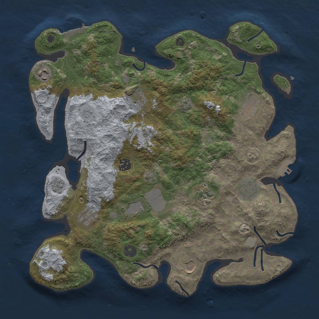 Rust Map: Procedural Map, Size: 3750, Seed: 9898554, 18 Monuments
