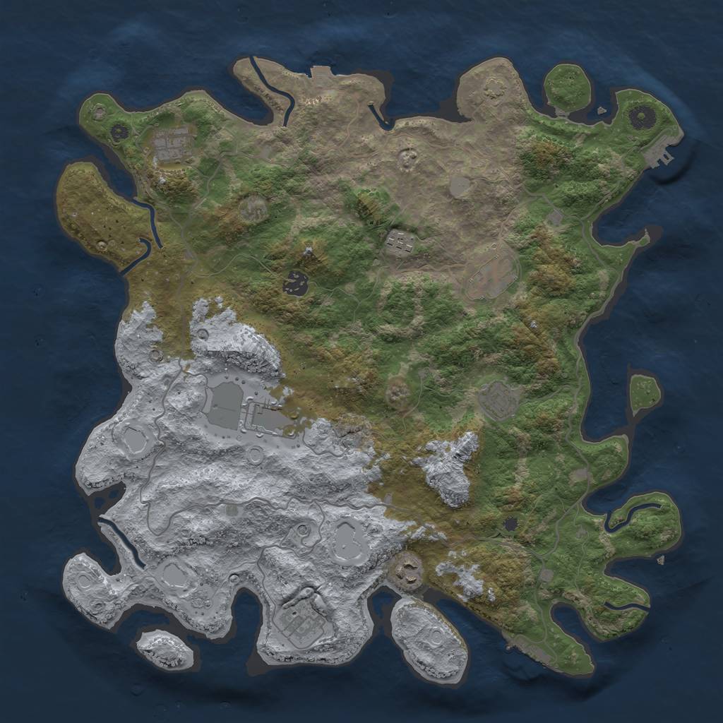 Rust Map: Procedural Map, Size: 4200, Seed: 8888, 16 Monuments