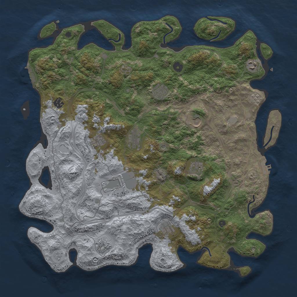 Rust Map: Procedural Map, Size: 4500, Seed: 1438839179, 18 Monuments
