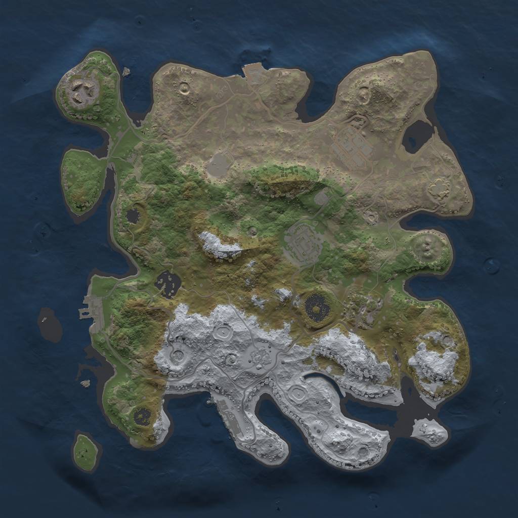 Rust Map: Procedural Map, Size: 3000, Seed: 38627, 13 Monuments