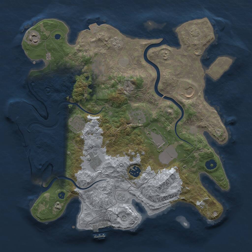 Rust Map: Procedural Map, Size: 3500, Seed: 1857970621, 15 Monuments