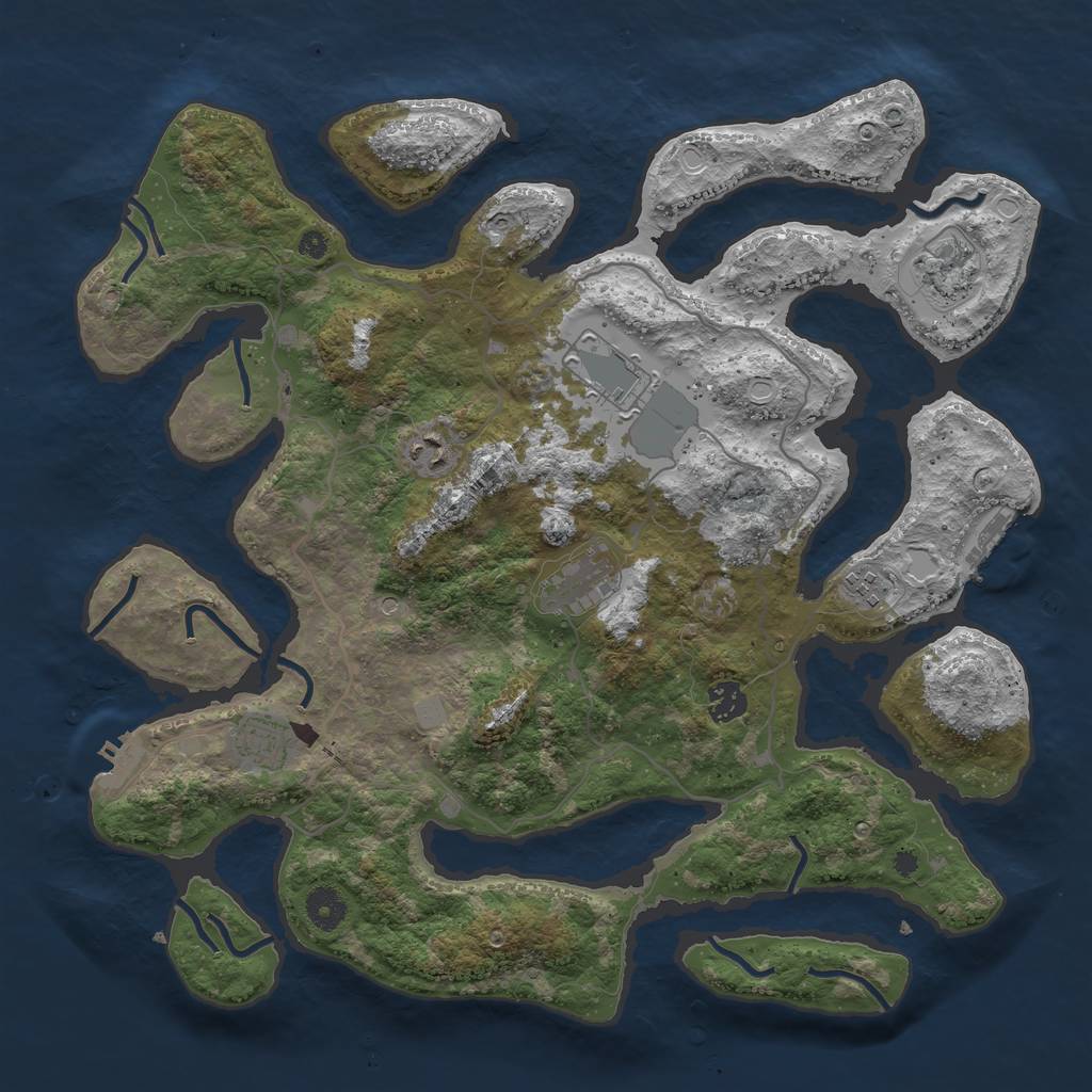 Rust Map: Procedural Map, Size: 4000, Seed: 1377360221, 15 Monuments