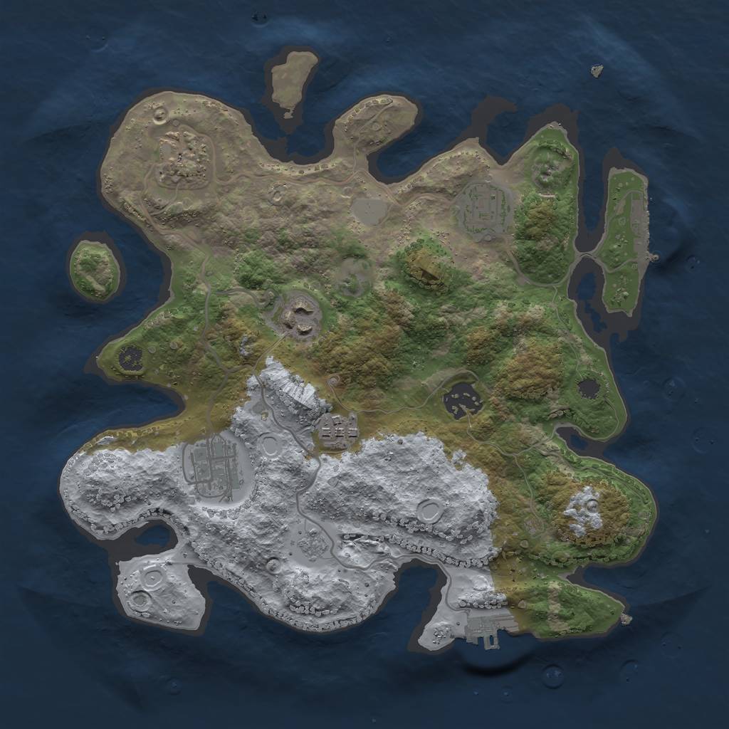 Rust Map: Procedural Map, Size: 3000, Seed: 456234, 12 Monuments