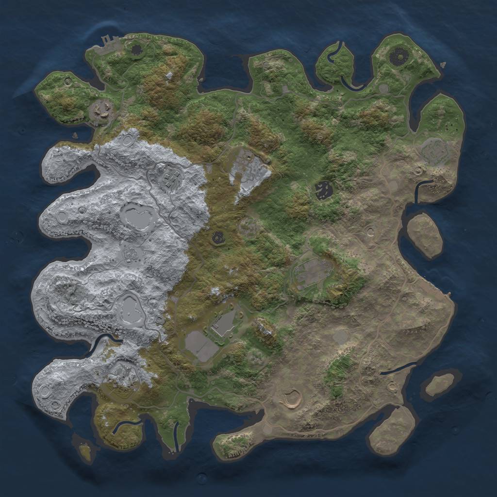 Rust Map: Procedural Map, Size: 4000, Seed: 1784058091, 16 Monuments