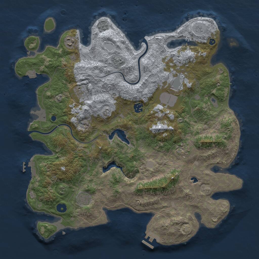Rust Map: Procedural Map, Size: 4000, Seed: 705, 13 Monuments