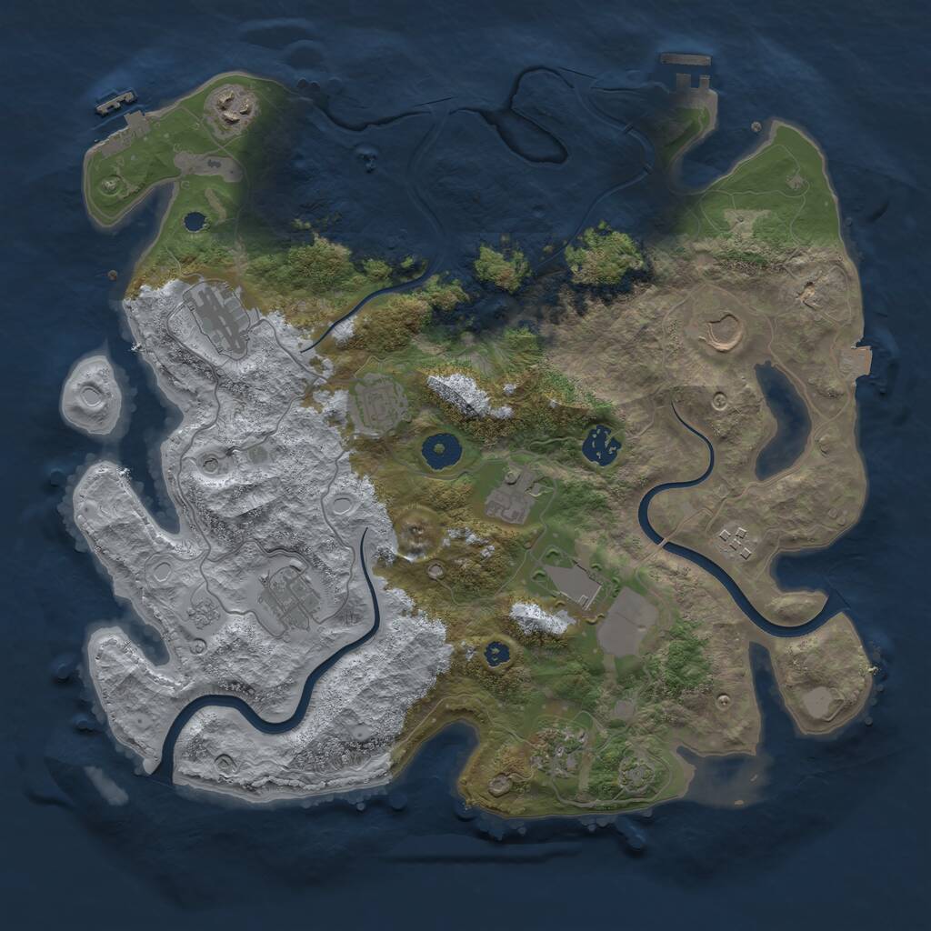 Rust Map: Procedural Map, Size: 3750, Seed: 7676736, 16 Monuments