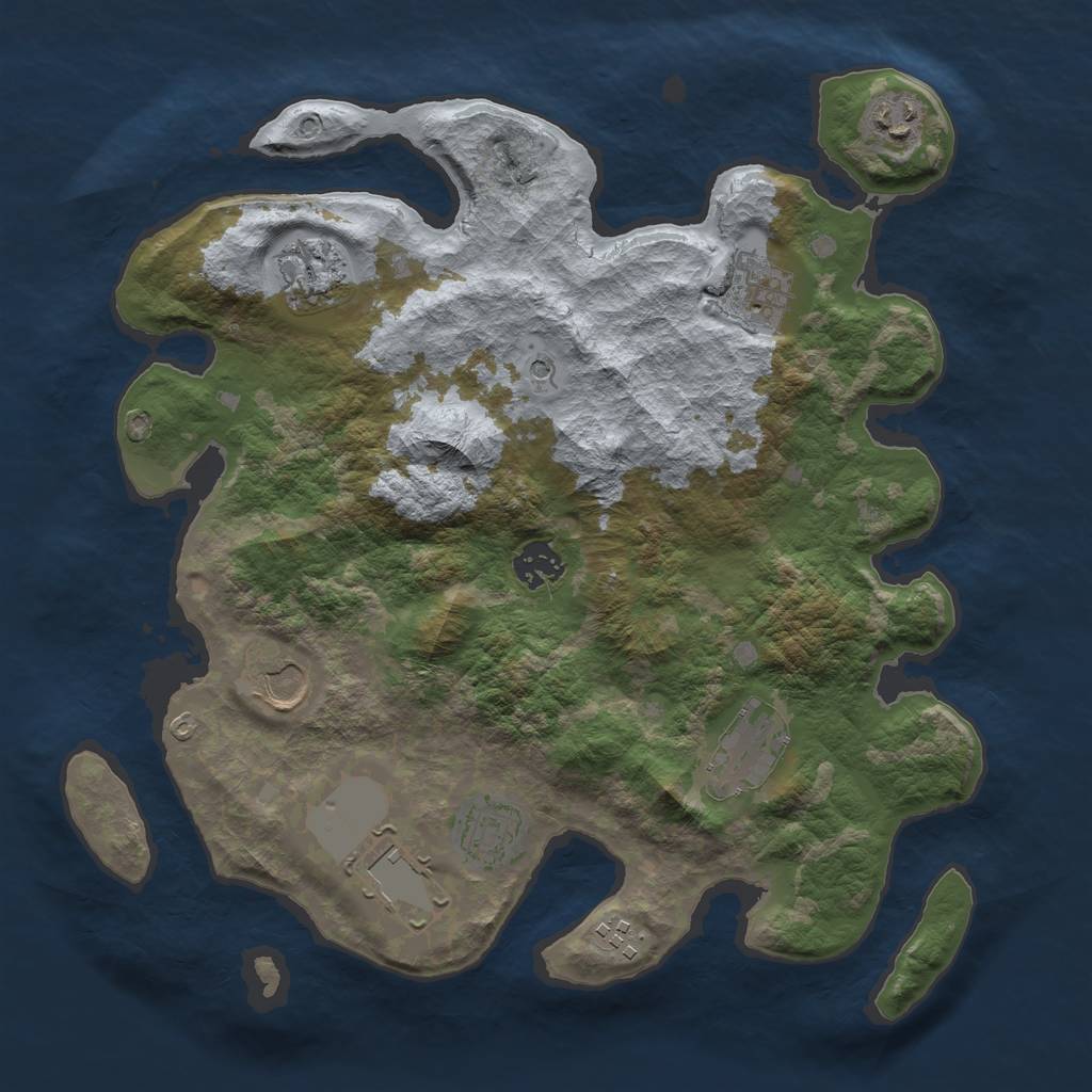 Rust Map: Barren, Size: 3500, Seed: 84152, 12 Monuments