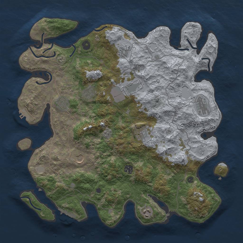 Rust Map: Procedural Map, Size: 4050, Seed: 1095931518, 17 Monuments