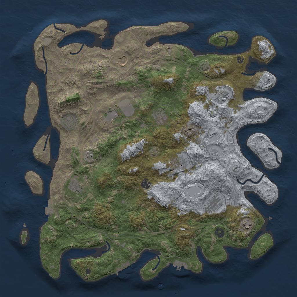 Rust Map: Procedural Map, Size: 4500, Seed: 1254, 19 Monuments