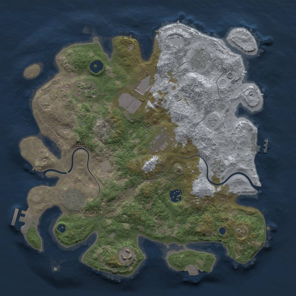 Rust Map: Procedural Map, Size: 3500, Seed: 9954, 14 Monuments
