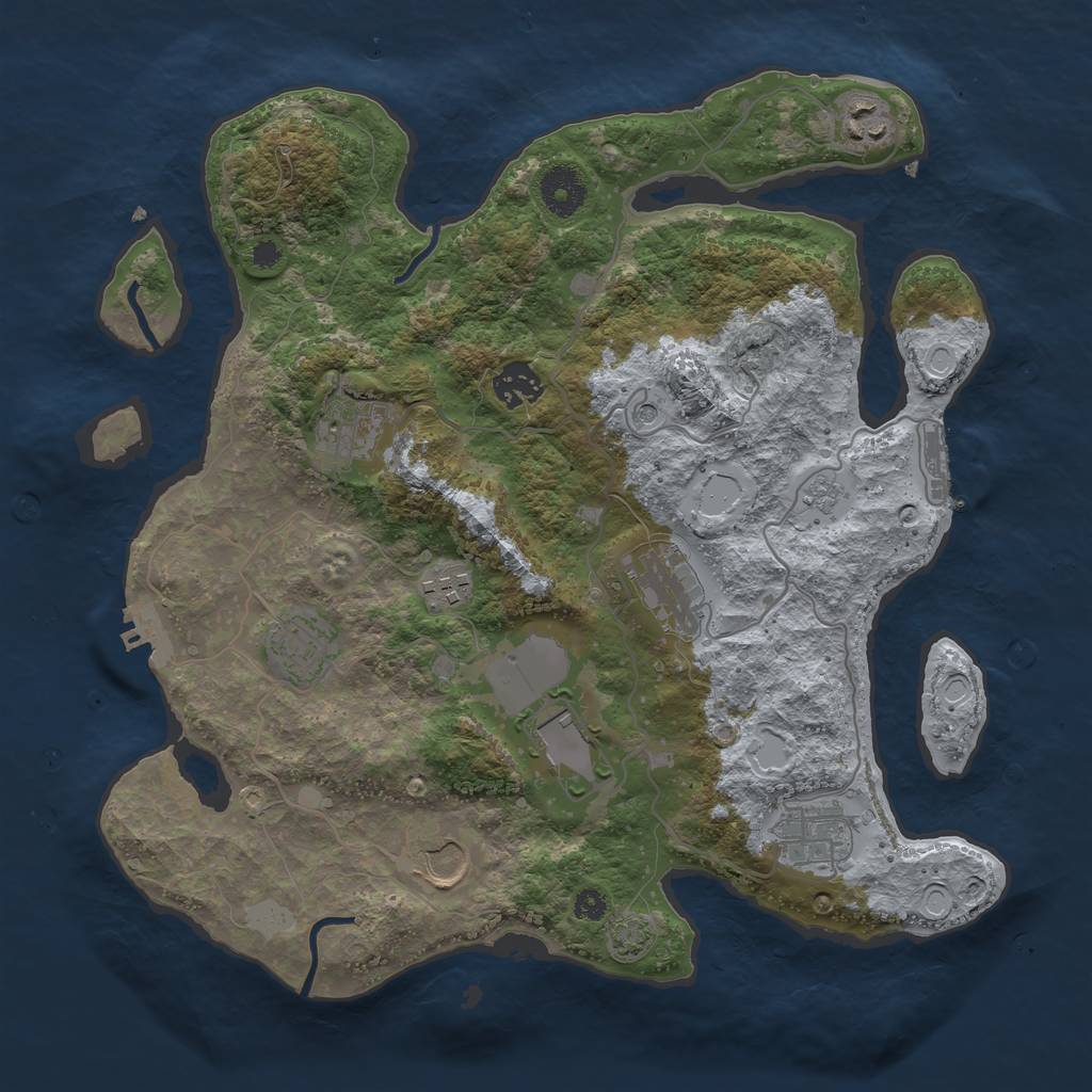 Rust Map: Procedural Map, Size: 3500, Seed: 5468434, 17 Monuments