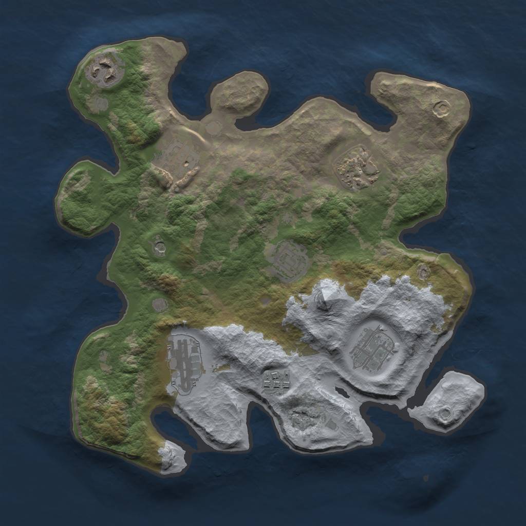Rust Map: Barren, Size: 3000, Seed: 77, 10 Monuments