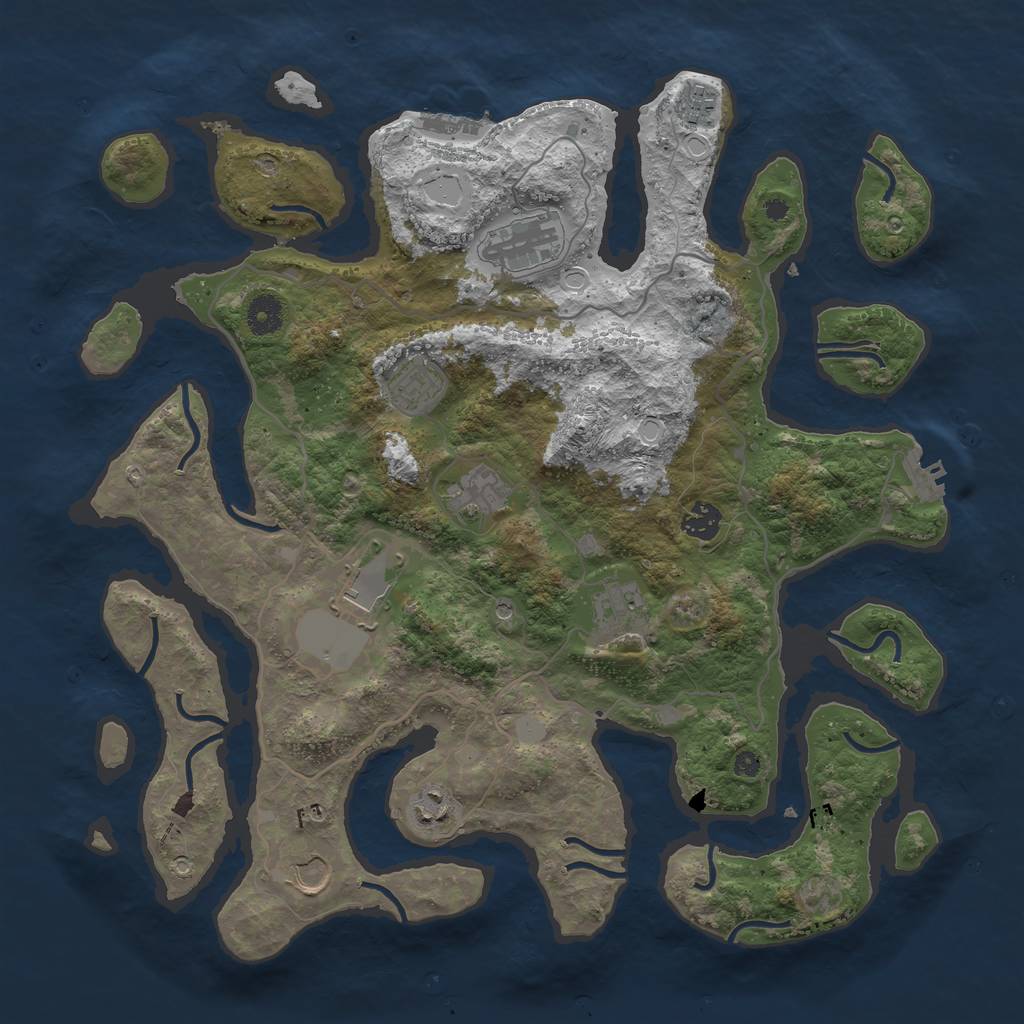Rust Map: Procedural Map, Size: 4000, Seed: 1942755695, 17 Monuments