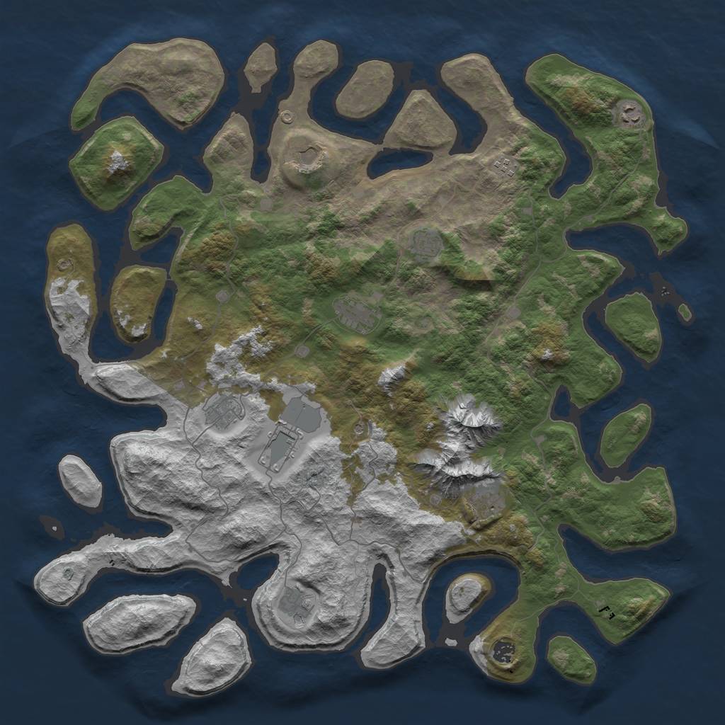 Rust Map: Barren, Size: 5000, Seed: 9810625, 13 Monuments