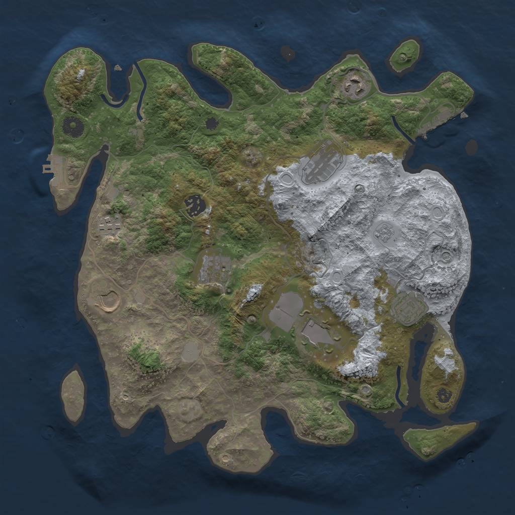 Rust Map: Procedural Map, Size: 3600, Seed: 208164584, 15 Monuments