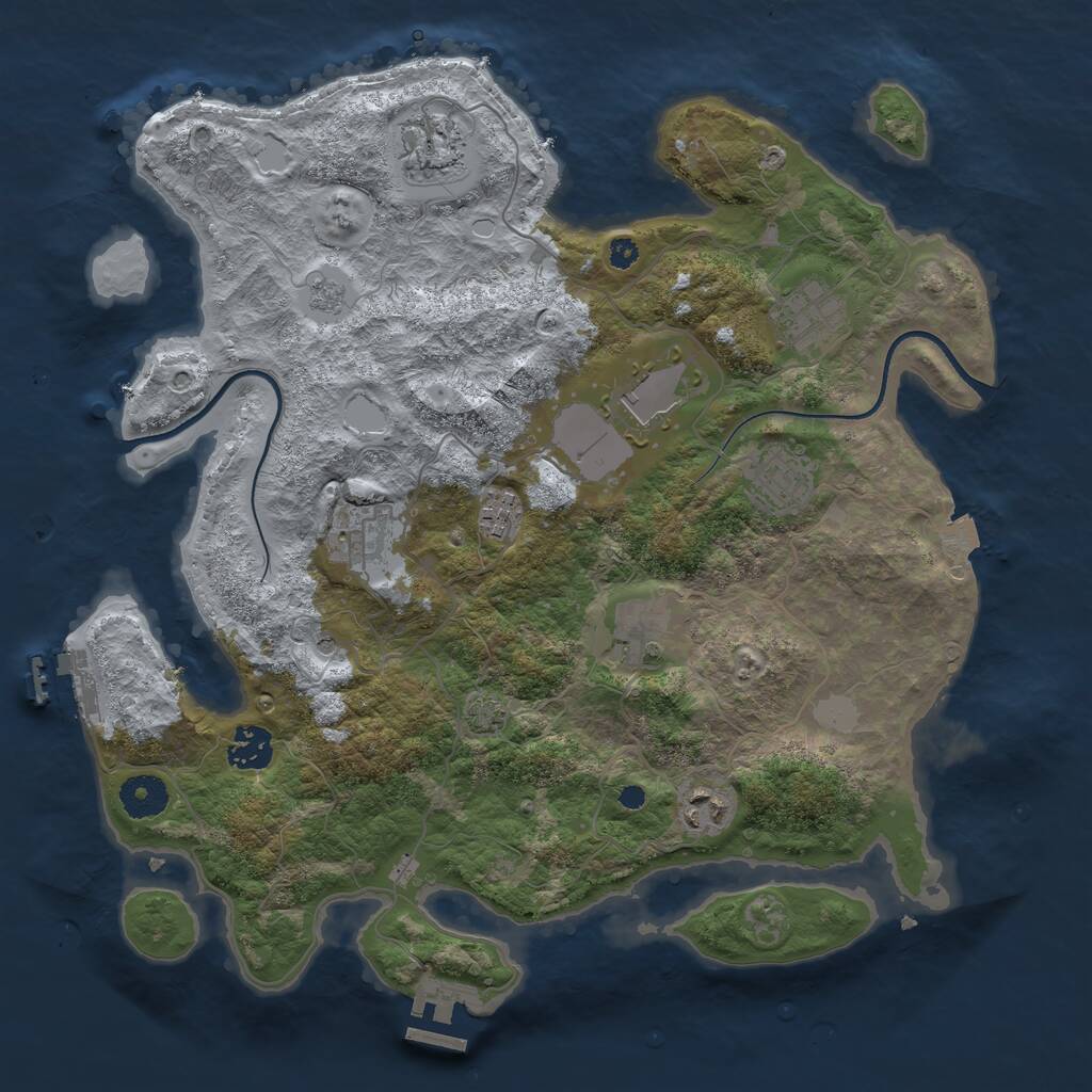 Rust Map: Procedural Map, Size: 3600, Seed: 55, 15 Monuments