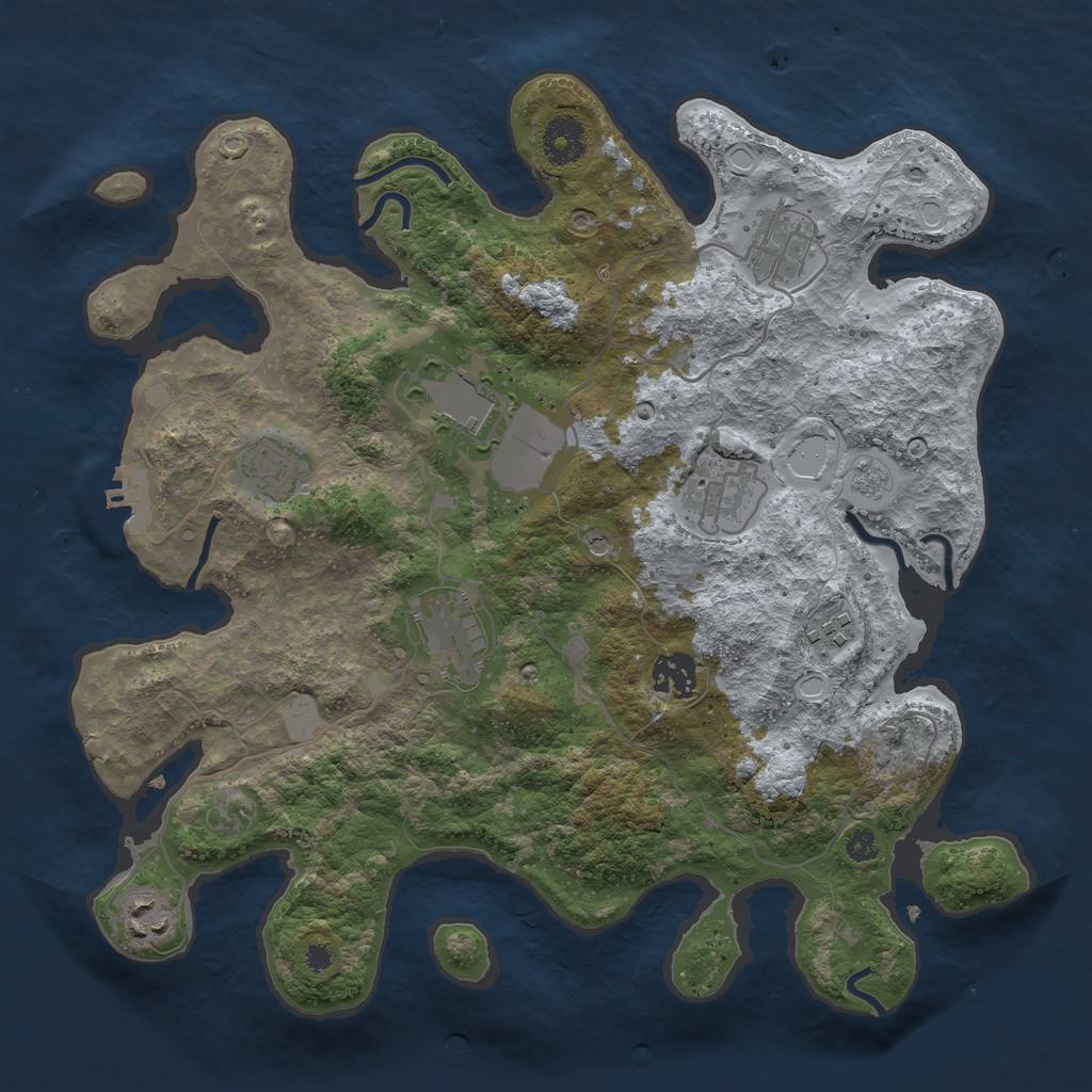 Rust Map: Procedural Map, Size: 3500, Seed: 1504075862, 14 Monuments