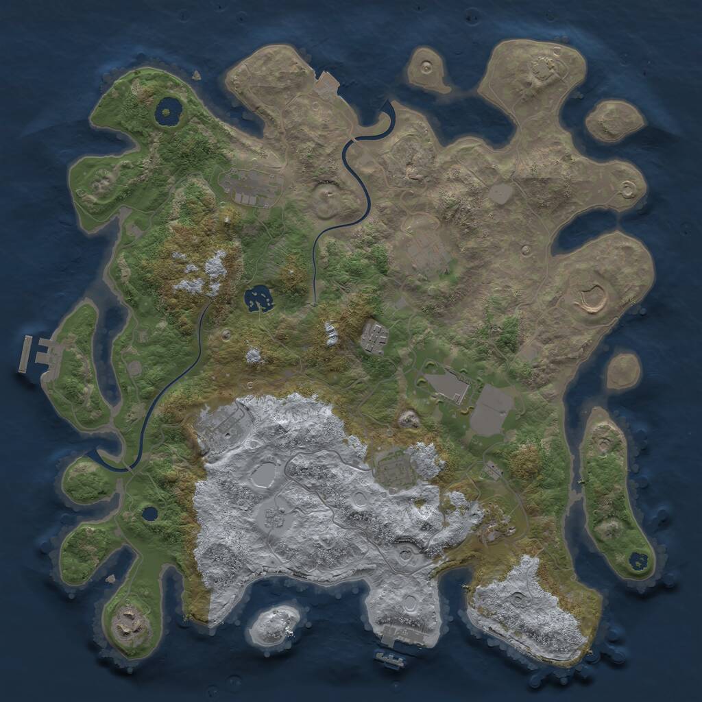 Rust Map: Procedural Map, Size: 3750, Seed: 8675309, 16 Monuments