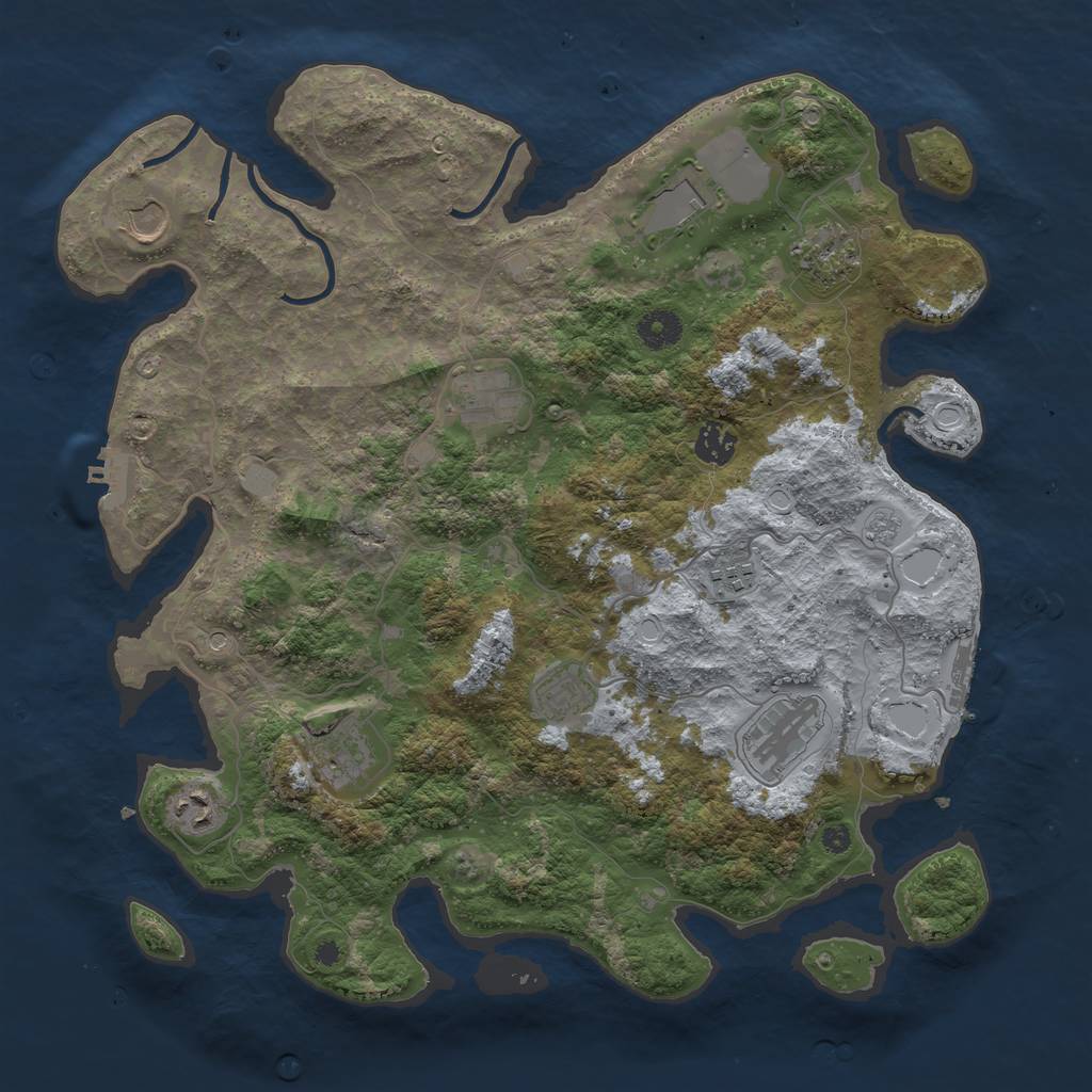 Rust Map: Procedural Map, Size: 3900, Seed: 59, 17 Monuments