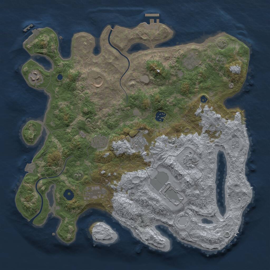 Rust Map: Procedural Map, Size: 3850, Seed: 397624354, 15 Monuments