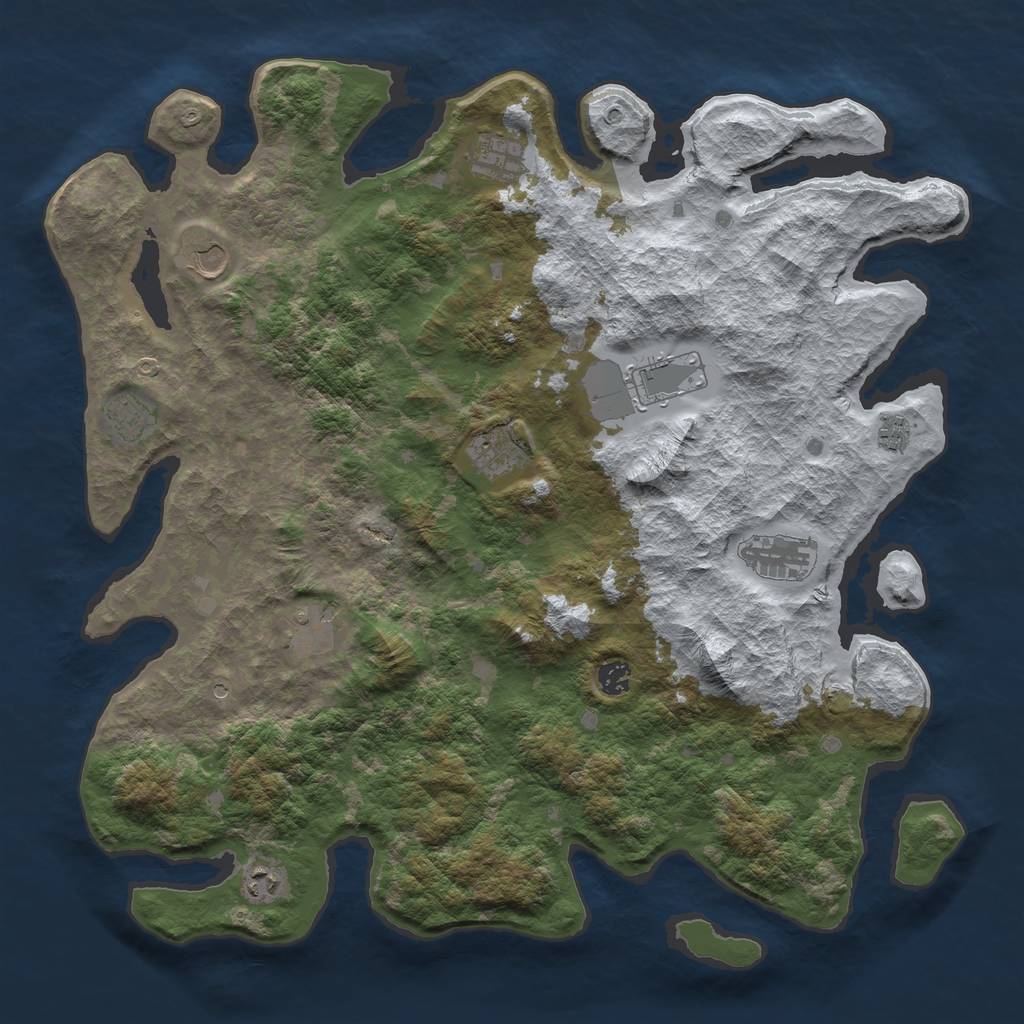 Rust Map: Barren, Size: 4500, Seed: 60309, 13 Monuments