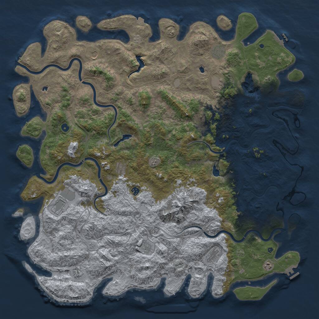 Rust Map: Procedural Map, Size: 6000, Seed: 2102829038, 17 Monuments