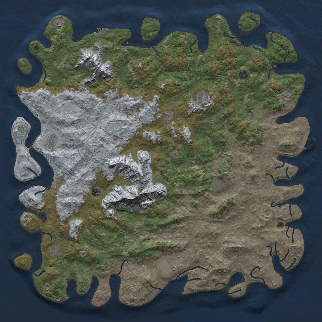 Rust Map: Procedural Map, Size: 6000, Seed: 53535, 18 Monuments