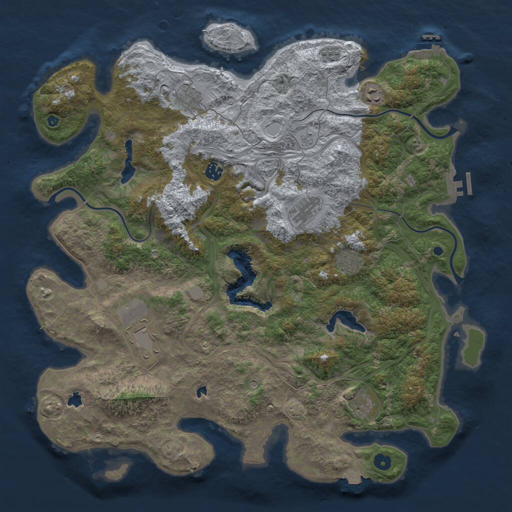 Rust Map: Procedural Map, Size: 4500, Seed: 319573054, 14 Monuments