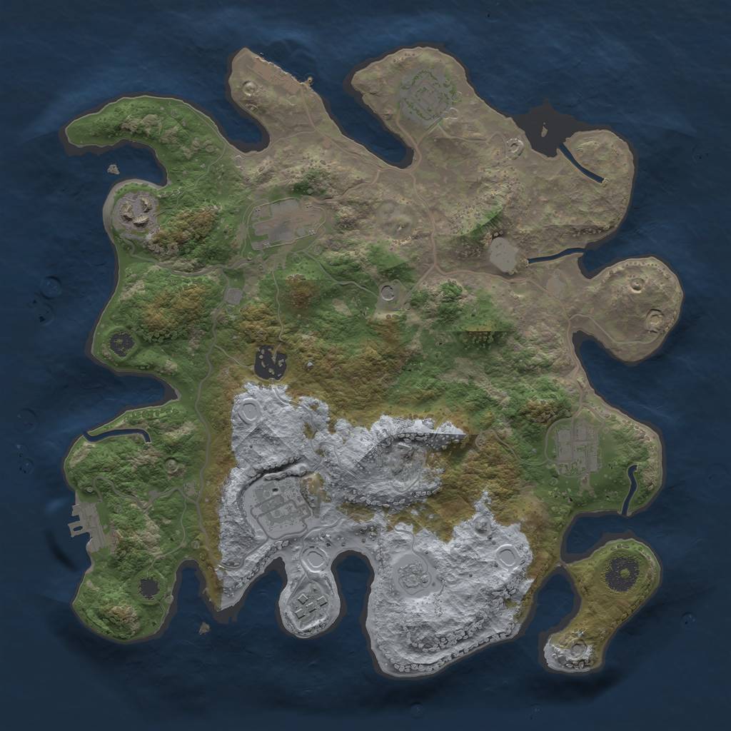 Rust Map: Procedural Map, Size: 3200, Seed: 1235456, 14 Monuments