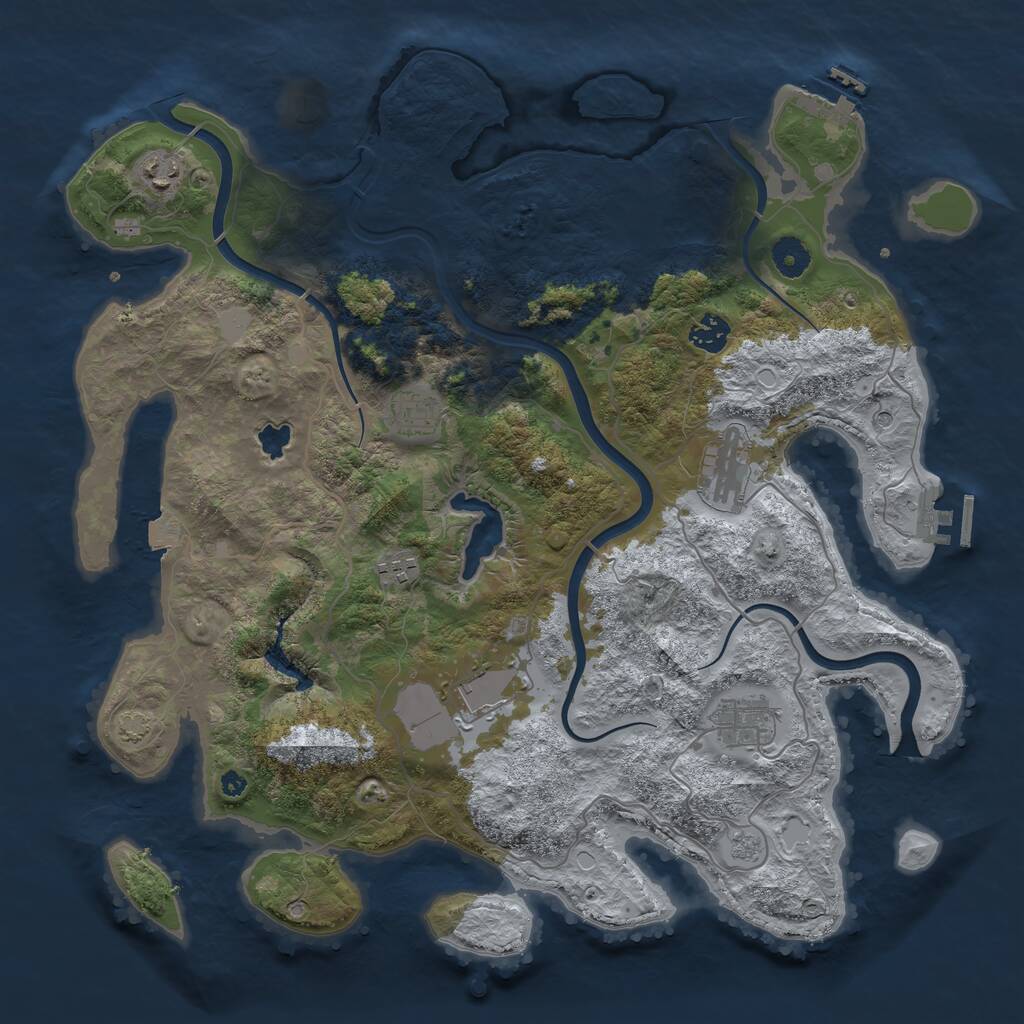 Rust Map: Procedural Map, Size: 4000, Seed: 31256789, 13 Monuments