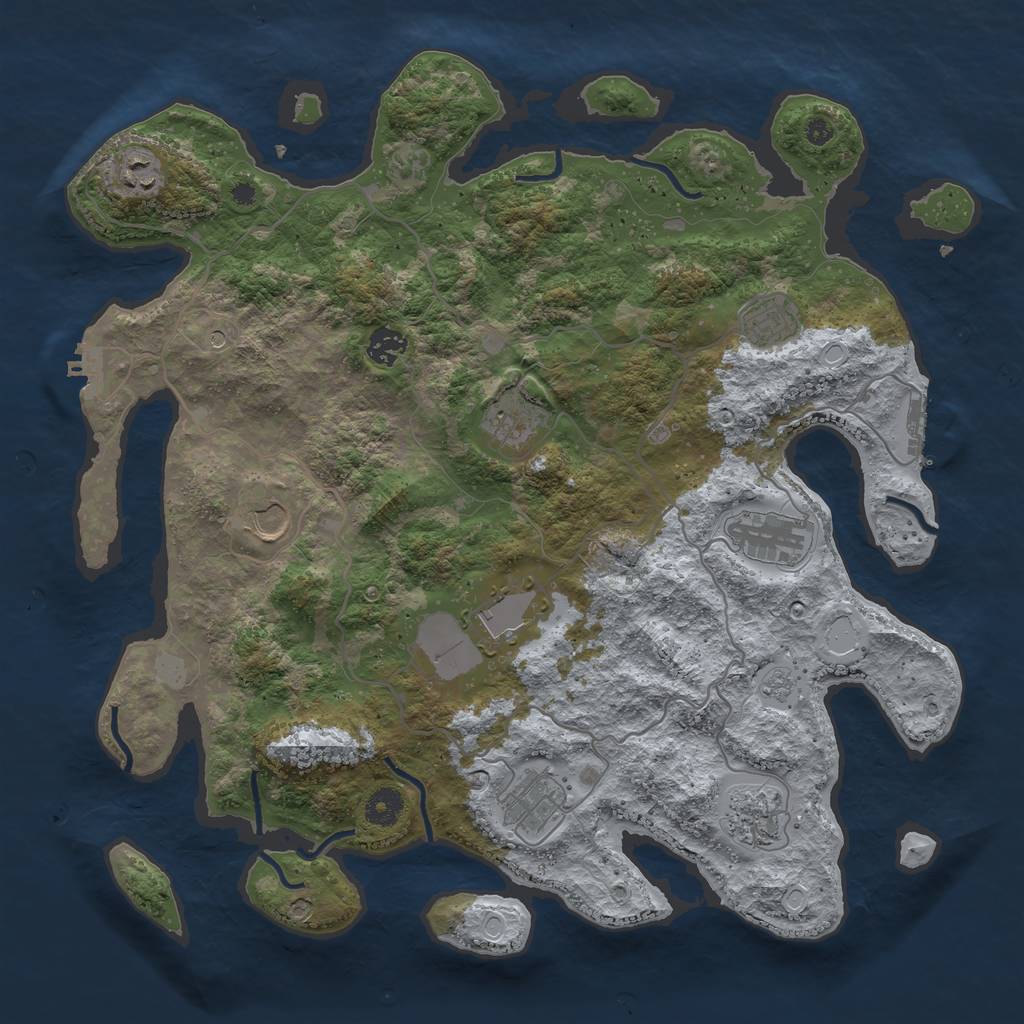 Rust Map: Procedural Map, Size: 4000, Seed: 31256789, 16 Monuments